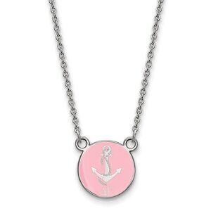 Sterling Silver Delta Gamma Small Pink Enamel Logo Necklace